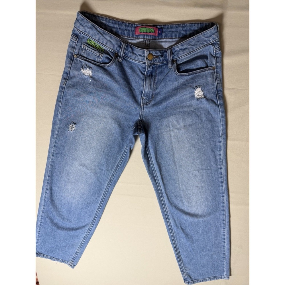 Empyre Womens Baggy Jeans 6 Blue Denim Low Rise Skater Straight Distressed Y2K